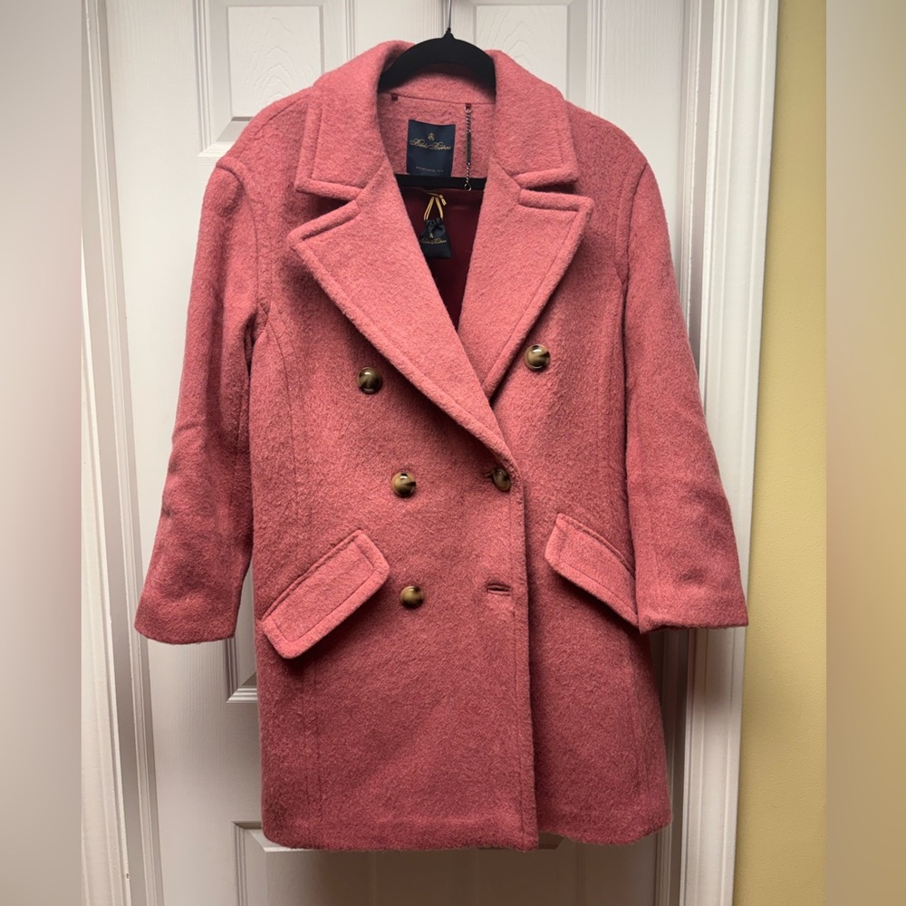 Brooks Brothers Women’s Pink Wool Blend Double Breasted Coat – Size 2